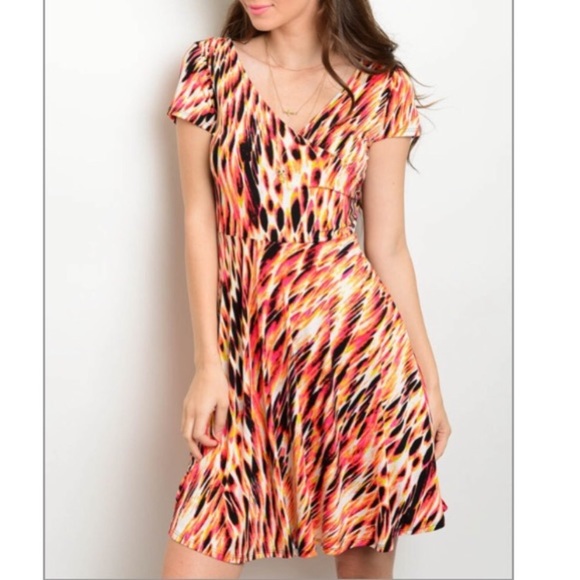 Colorful Fit and Flare Dress - Picture 2 of 4